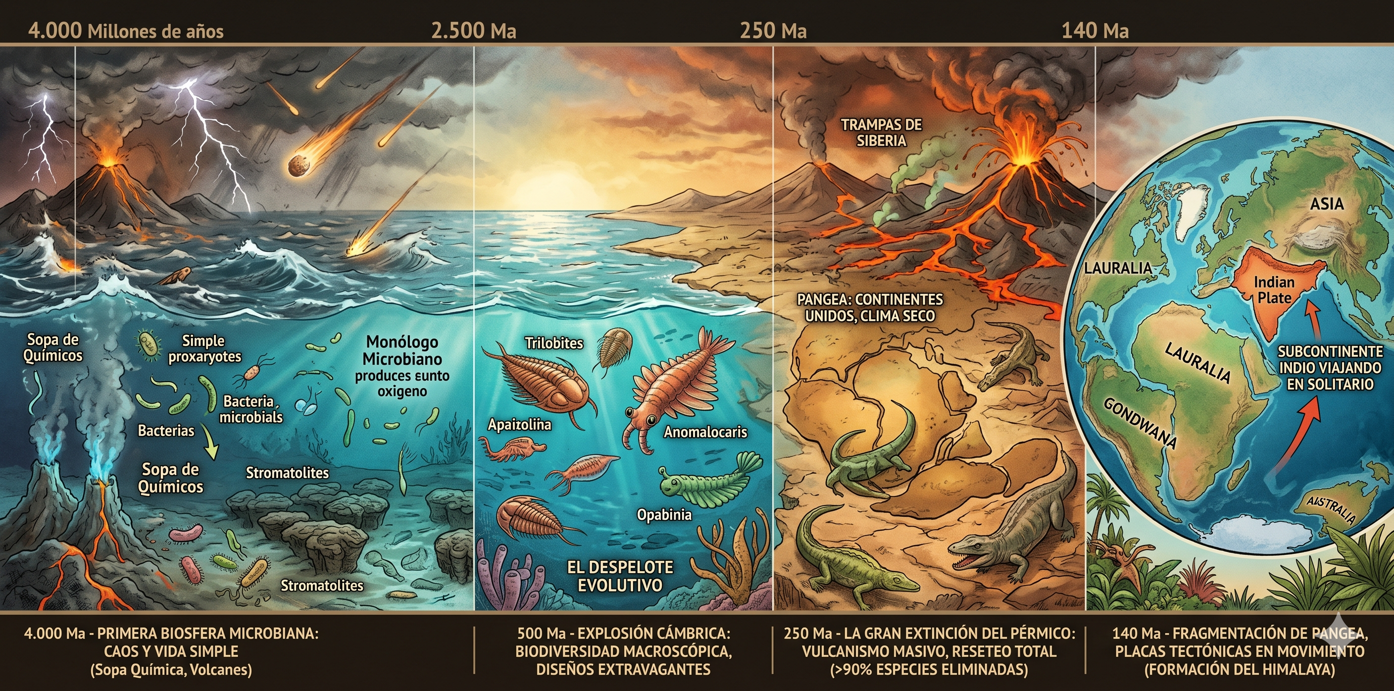 Hace ~4.000 a 140 millones de años